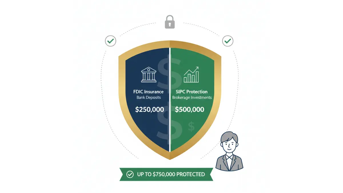 401(k) security protection infographic explaining FDIC and SIPC insurance coverage