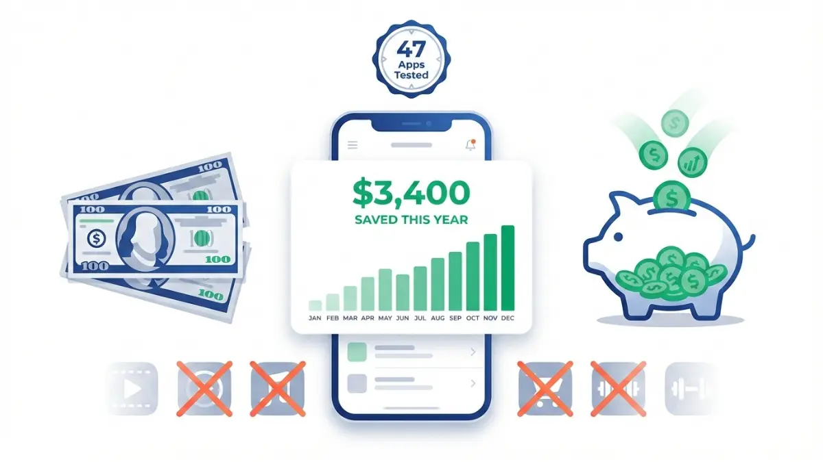 Best Budgeting Apps showing $3,400 annual savings visualization