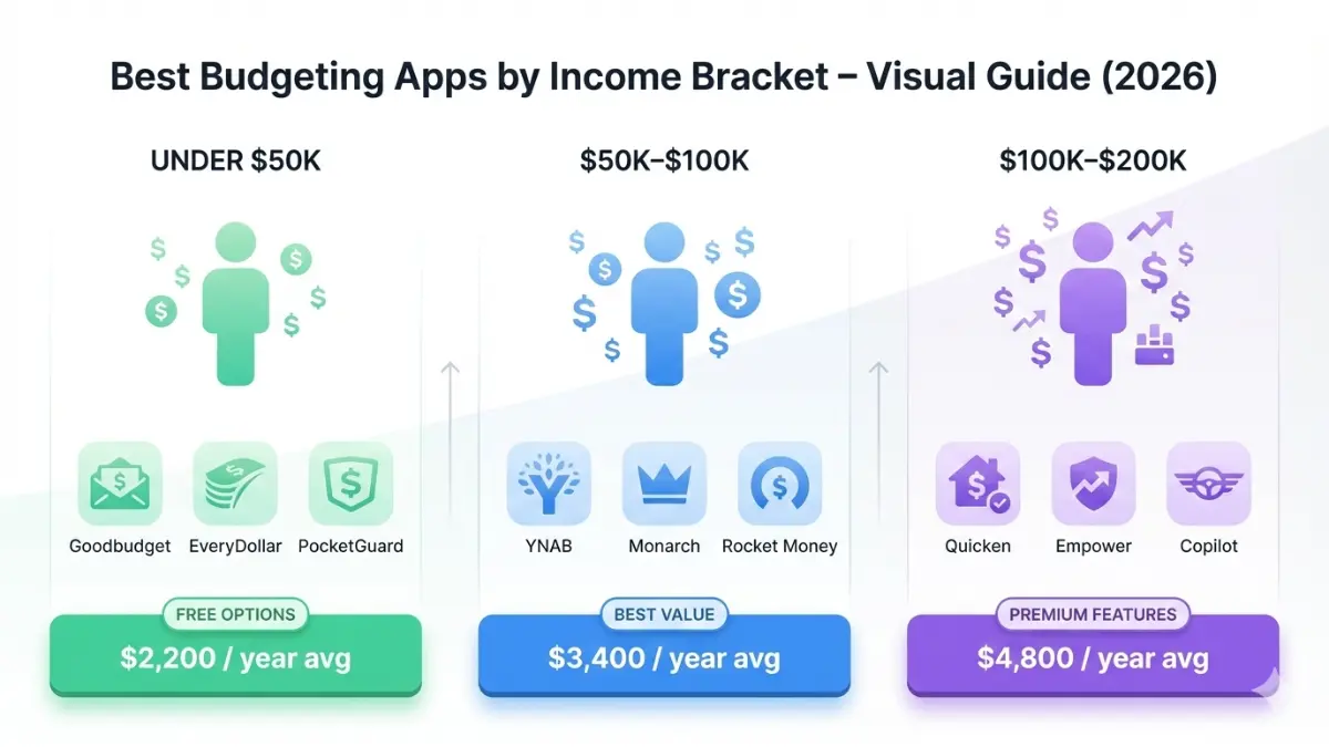 Best Budgeting Apps by income bracket visual comparison