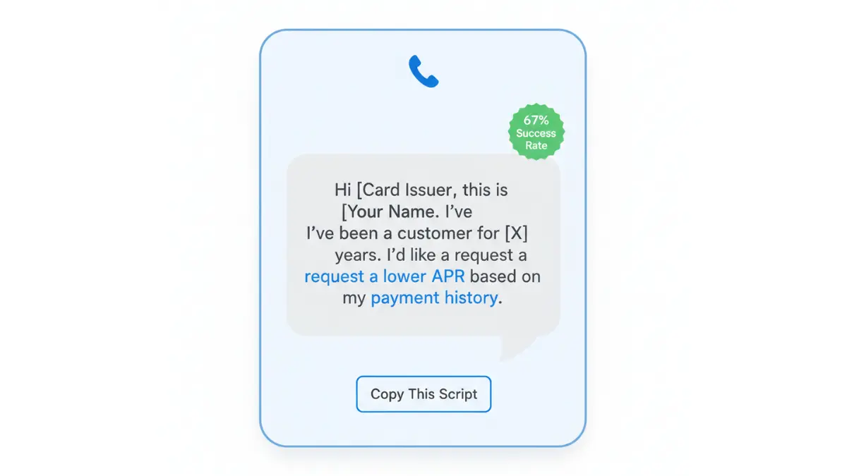 APR Guide phone call script template to negotiate a lower credit card APR with your issuer