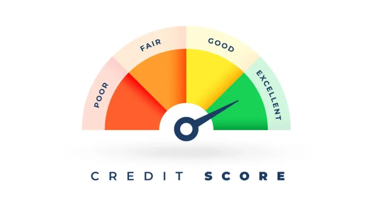 Credit score analysis and financial planning workspace showing budgeting, calculations, and credit management decisions