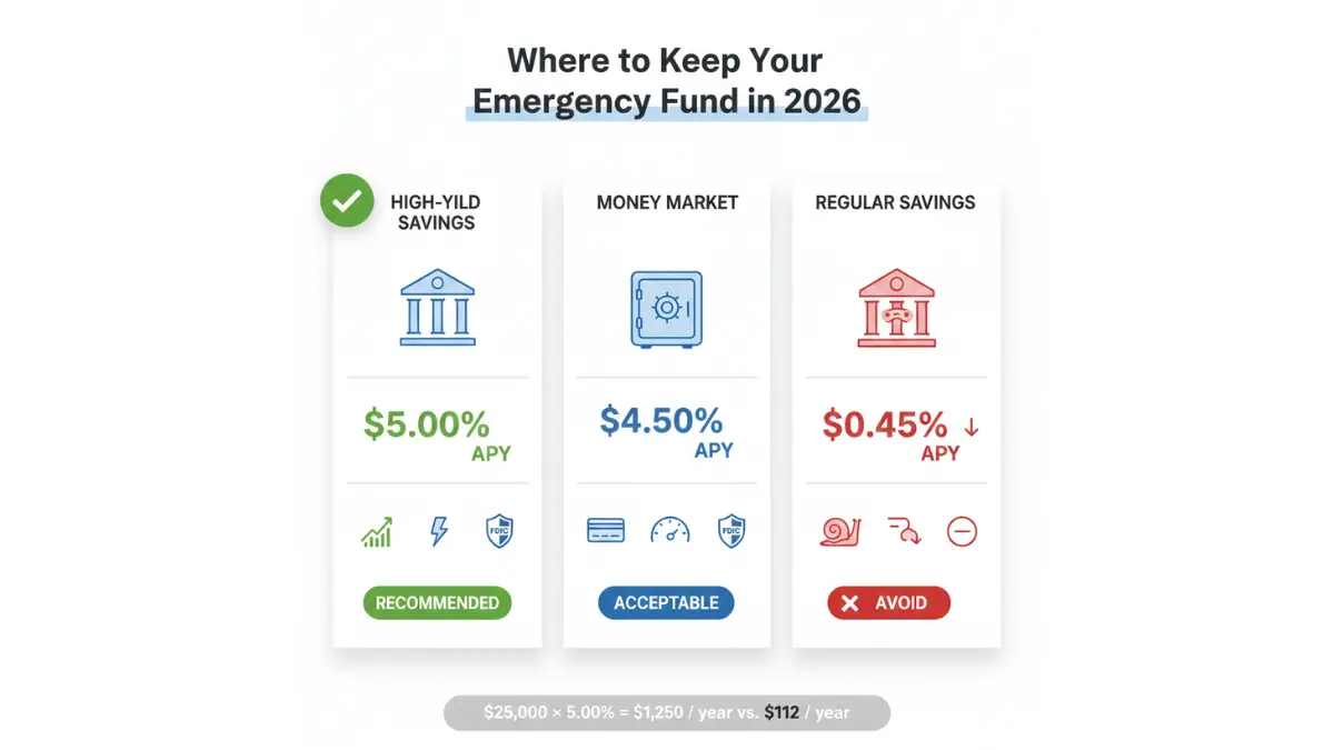 Emergency Fund savings account comparison showing high yield savings vs regular accounts