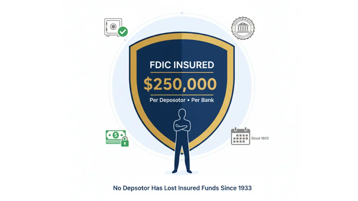 APY savings protection illustration showing FDIC insurance coverage up to $250,000 per depositor per bank