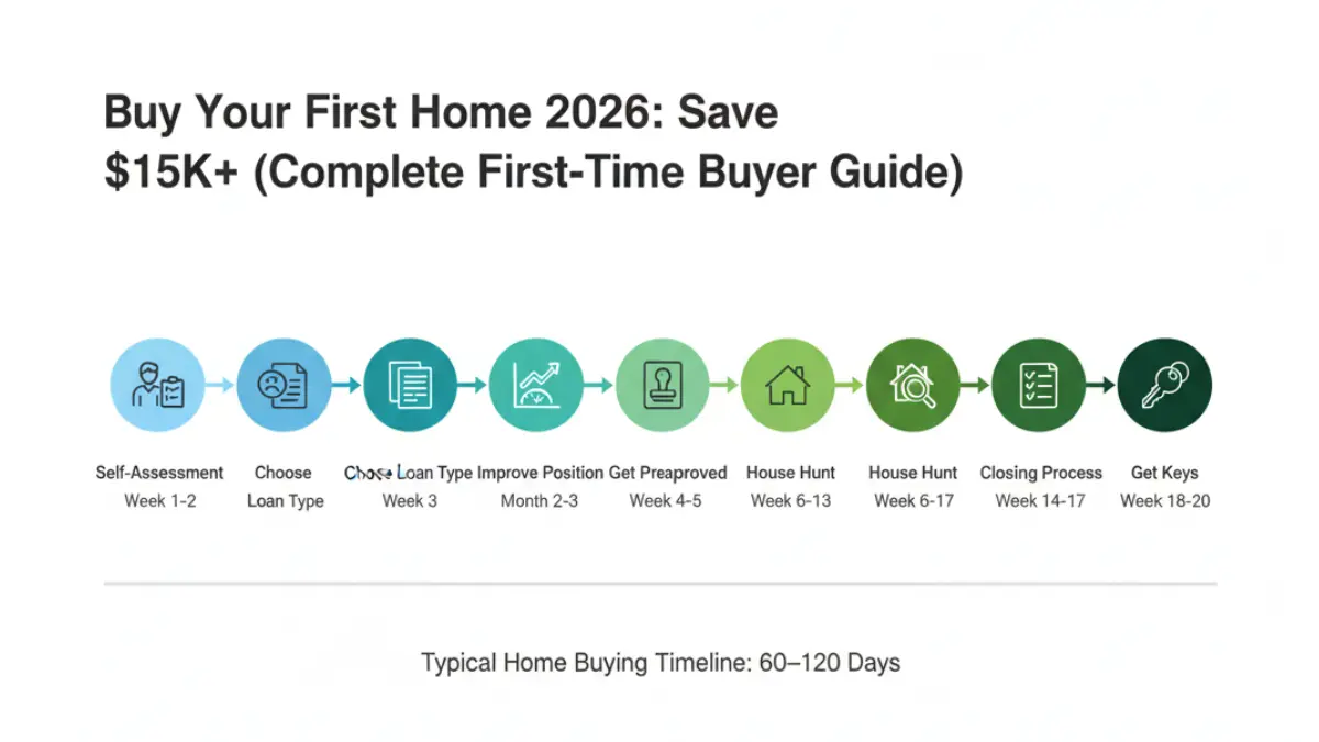 First Home buying journey timeline showing the 7 key steps from planning to getting keys