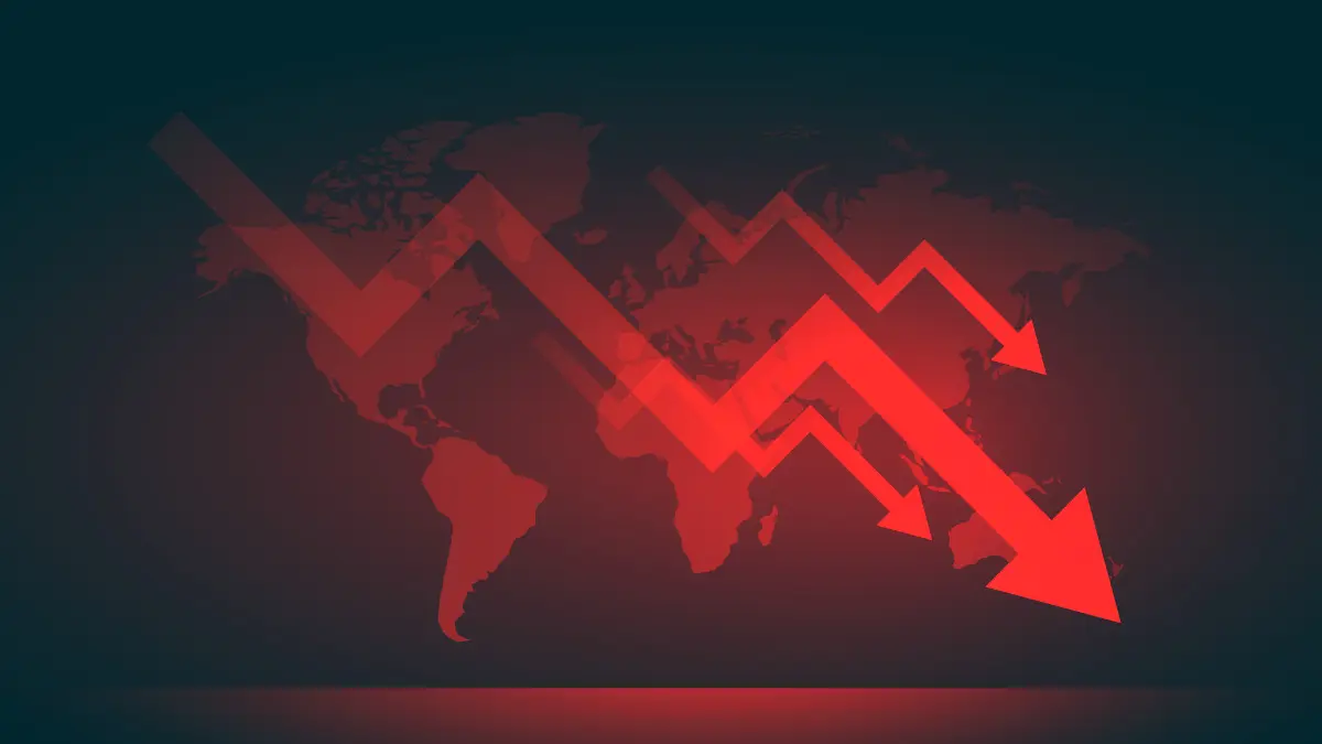 gold crash during global financial crisis showing falling markets and worldwide economic stress
