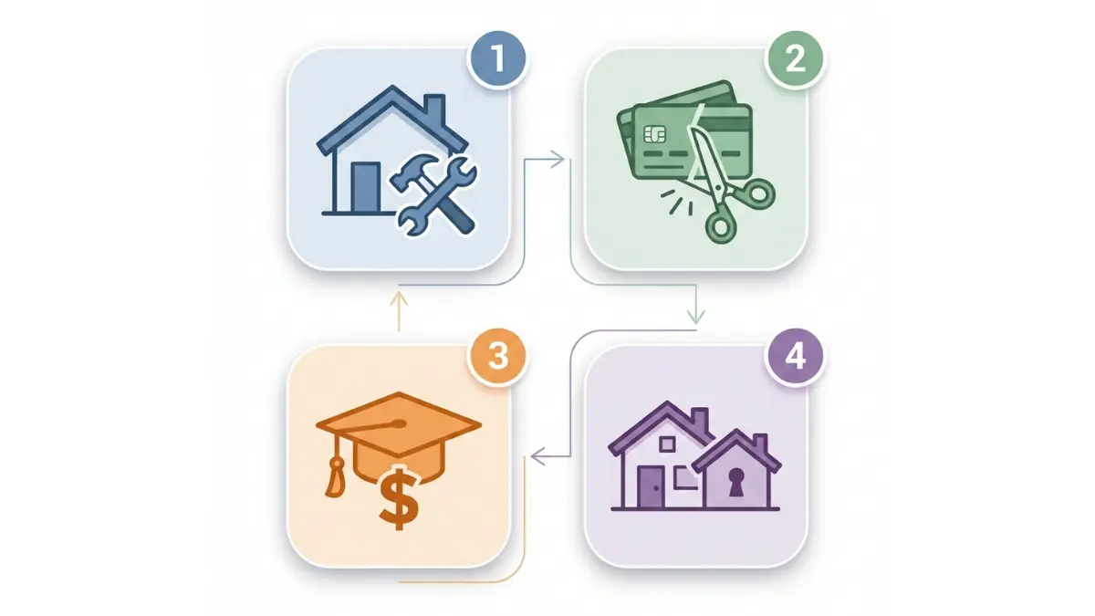 Home Equity four strategic uses including renovations, debt consolidation, education funding, and investment property
