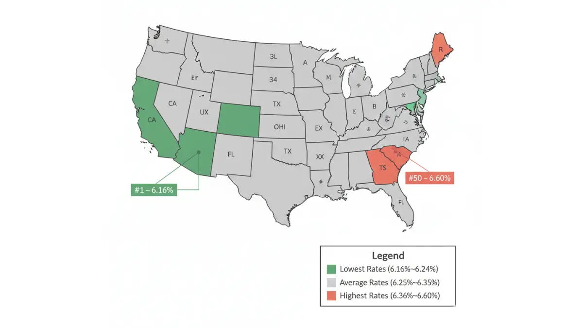 Mortgage Rate heat map showing lowest and highest mortgage rates by state in 2026