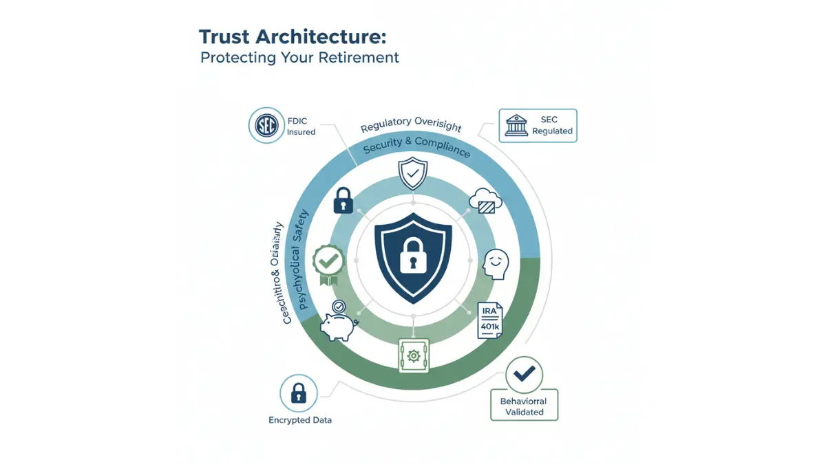 Retirement Savings trust and security framework showing regulatory and protection layers