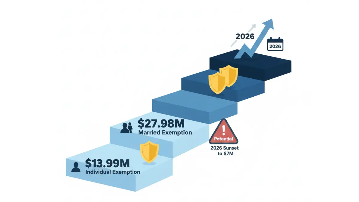 2026 federal exemption ladder showing Inheritance Tax thresholds for individuals and married couples