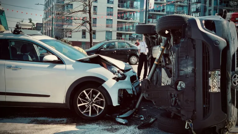 Affordable car insurance coverage example showing car accident crash scene and claim situation