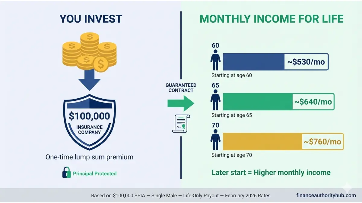 Investment into an Annuity turning into guaranteed monthly income for life