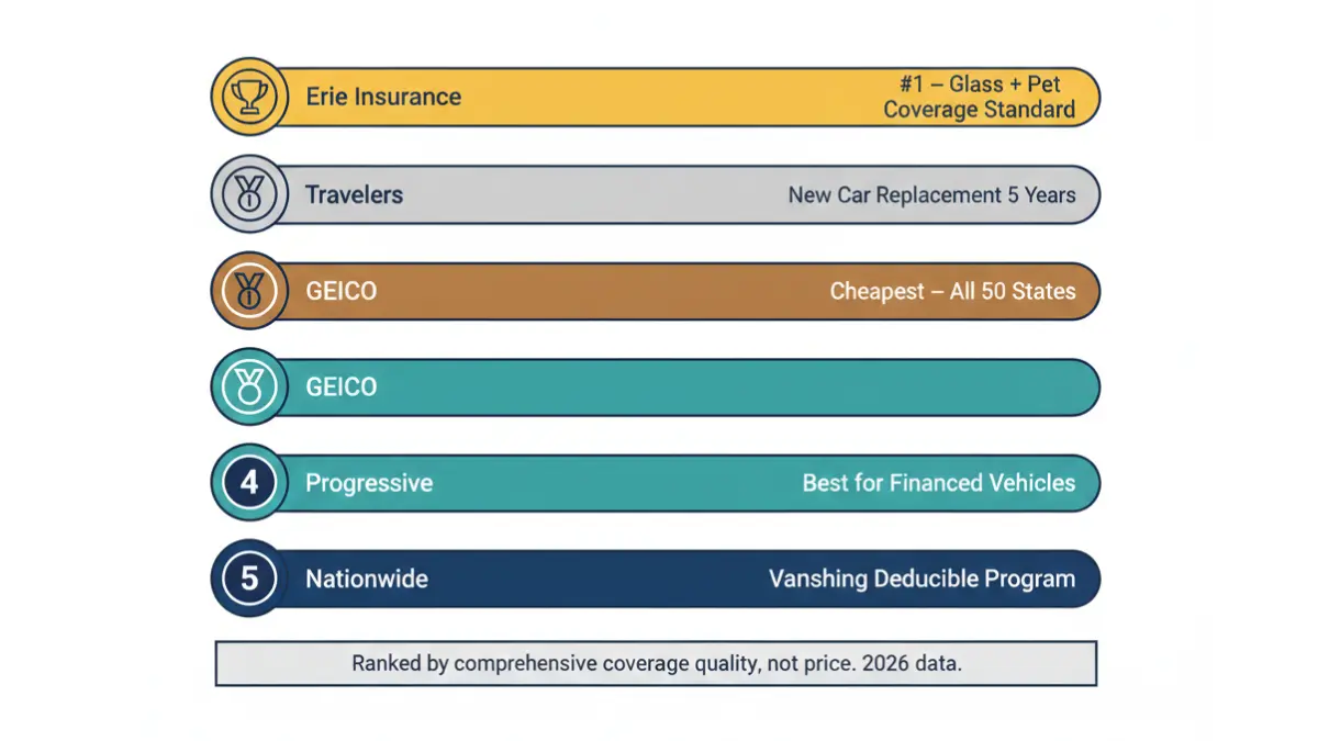 Best Comprehensive Car Insurance companies ranked by coverage quality in 2026