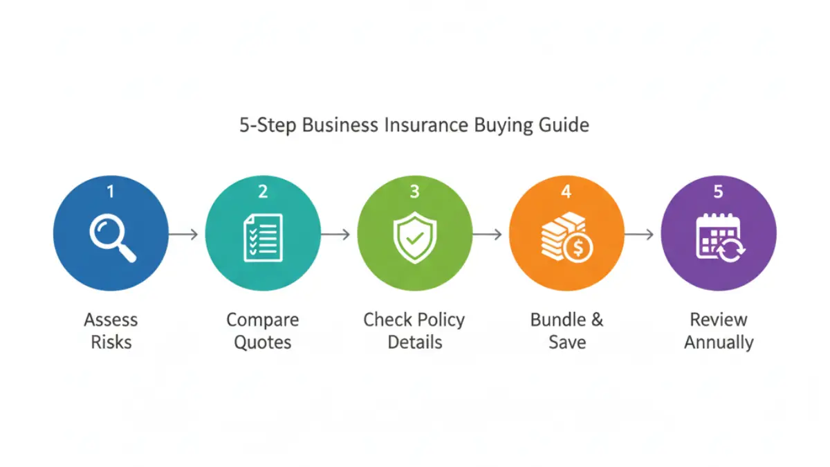 Step by step Business Insurance buying guide showing how companies choose the right coverage