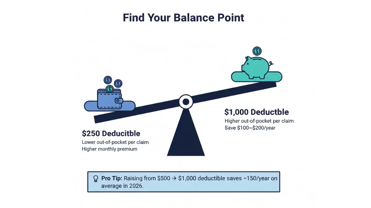 Comprehensive Car Insurance deductible comparison showing tradeoff between premium savings and out of pocket cost