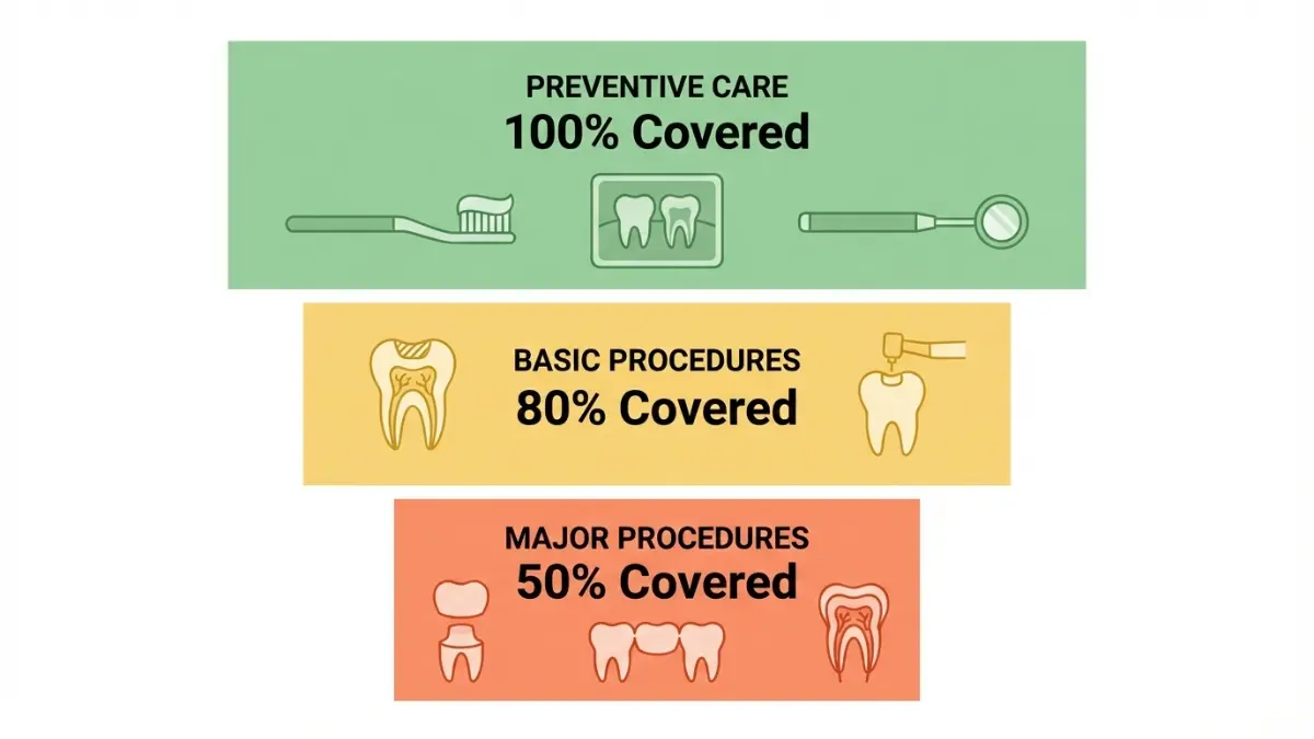 Dental Insurance 100 80 50 coverage rule for preventive basic and major procedures