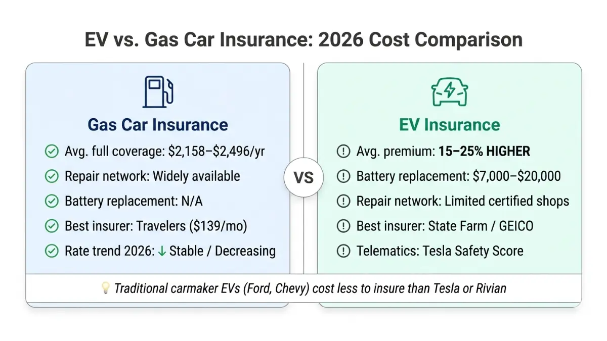 Automobile Insurance cost comparison between electric vehicles and gas cars in 2026