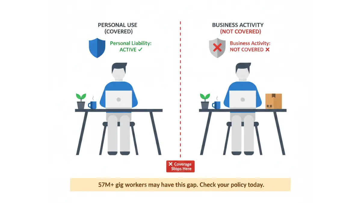 Personal vs business activity gap showing when Liability Insurance coverage may not apply