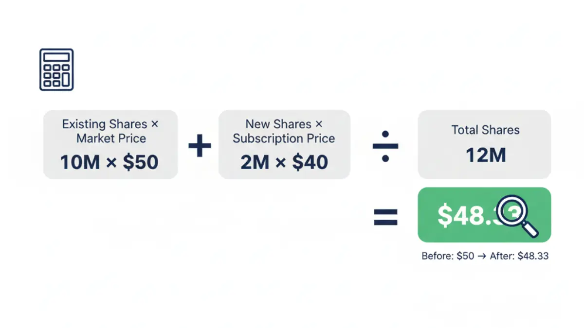 rights share process flowchart showing announcement record date rights allocation subscription decision and share allotment