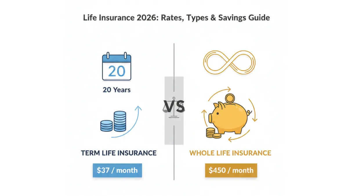 Life Insurance term life versus whole life cost comparison chart showing monthly premium differences