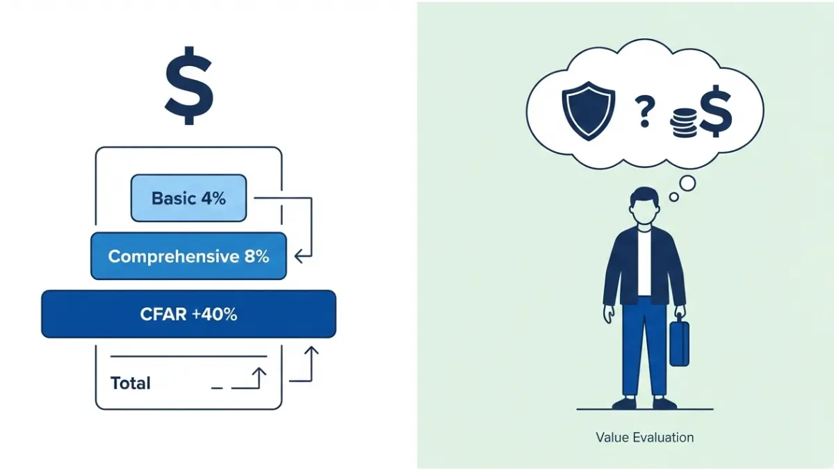 Travel Insurance cost comparison showing basic comprehensive and cancel for any reason pricing tiers