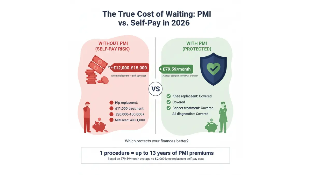Financial comparison of self-pay treatment costs versus Private Medical Insurance monthly premiums