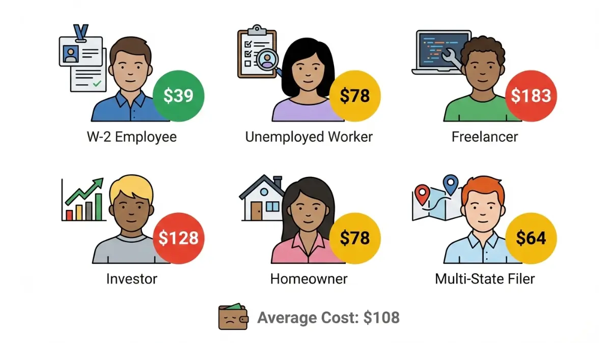 TurboTax filing costs by taxpayer type and persona comparison