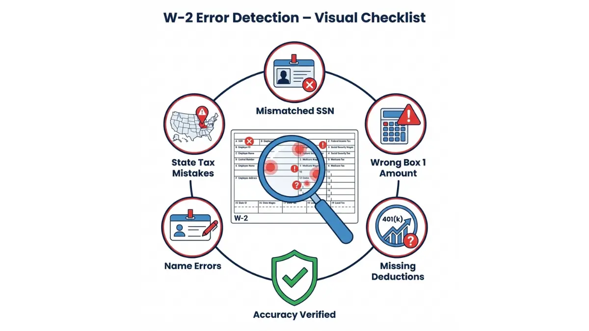 W2 Form error detection checklist highlighting common filing mistakes