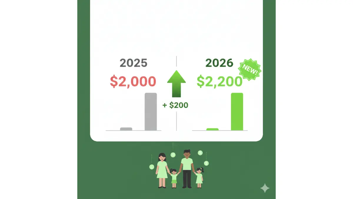 W4 form child tax credit comparison showing $200 increase from 2025 to 2026