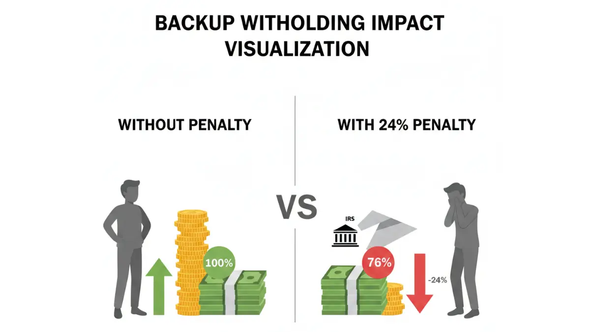 W9 Form backup withholding comparison showing 24 percent penalty impact on contractor payments