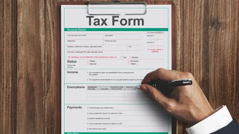 W9 Form filling process showing taxpayer completing tax form for IRS compliance