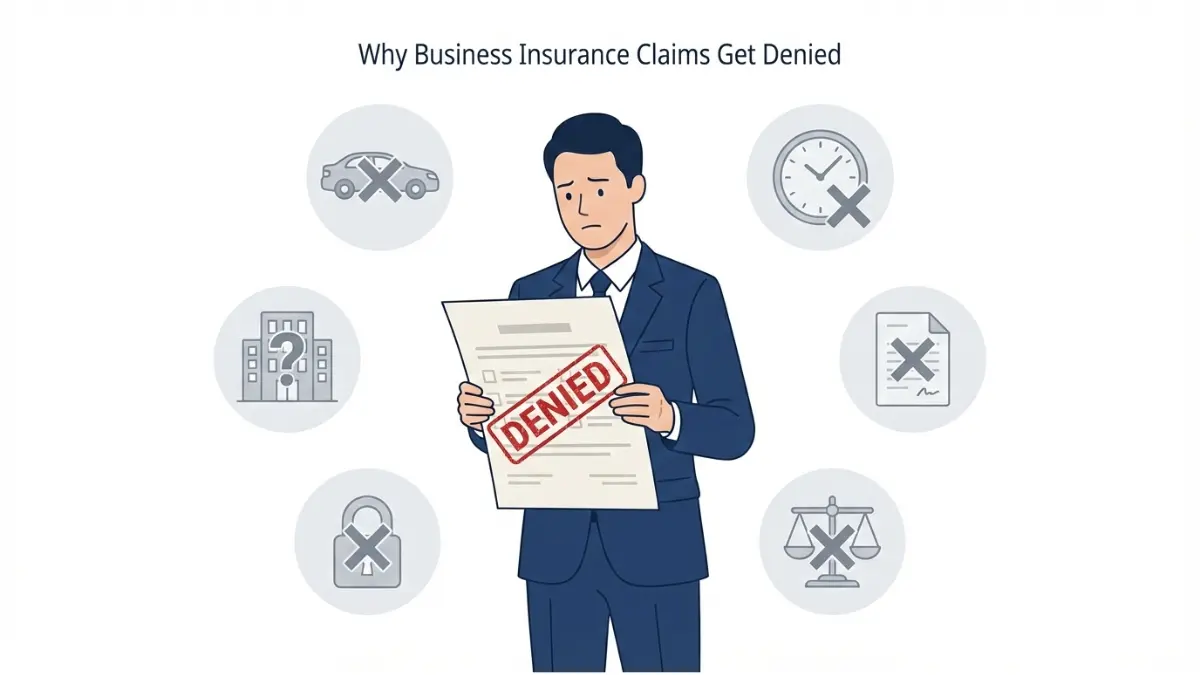 Common reasons Business Insurance claims get denied including exclusions paperwork errors and late filing