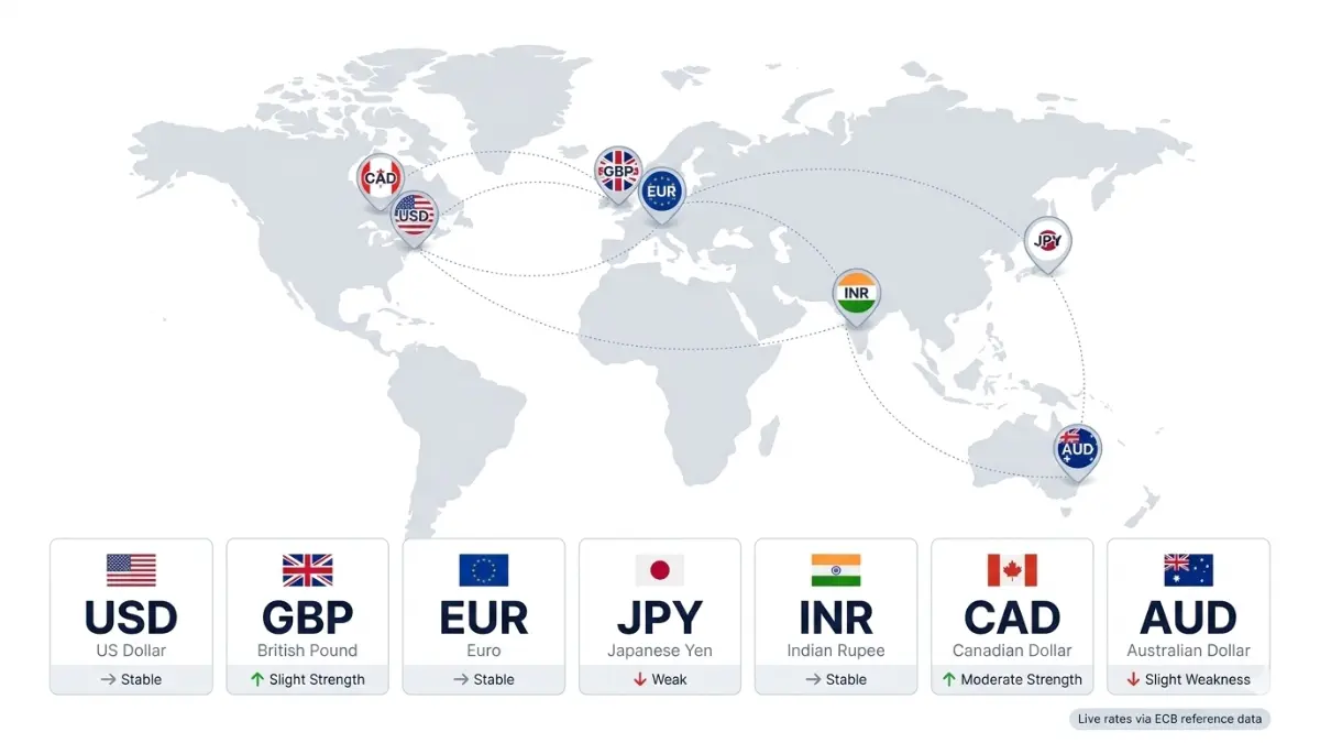 Currency Converter major currency pairs global exchange rate guide USD EUR GBP INR