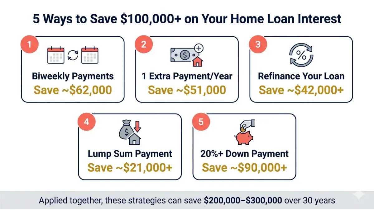 Home Loan strategies to reduce interest including biweekly payments refinancing and extra payments