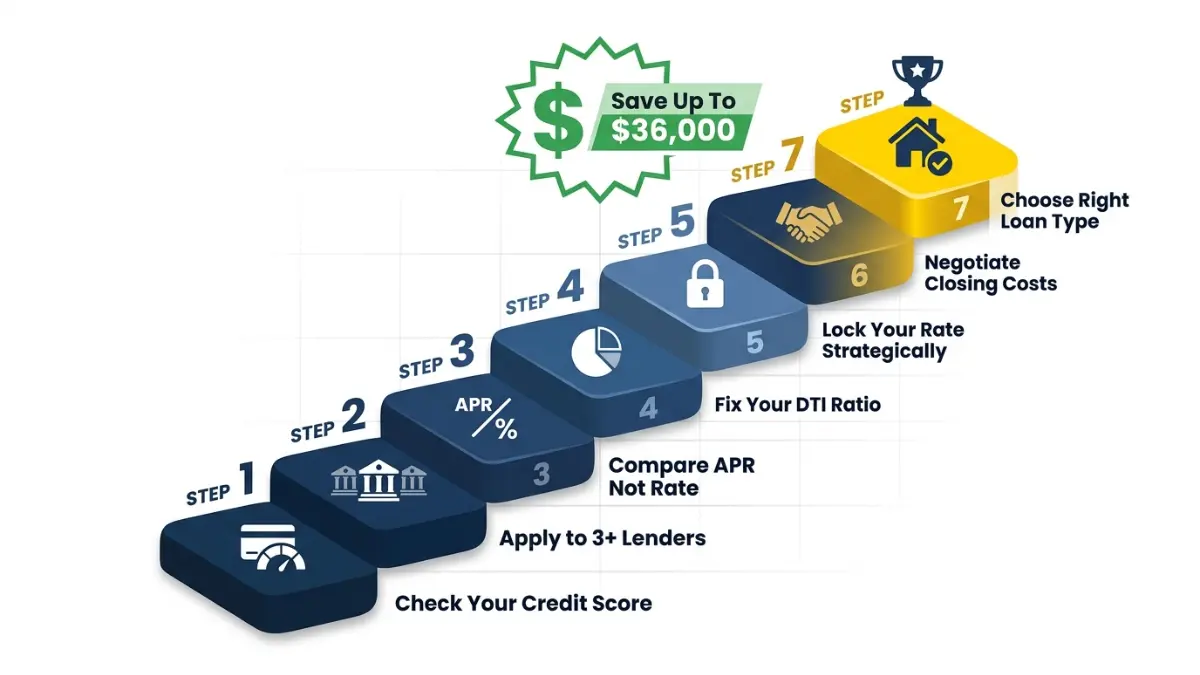 Best Home Loan Lenders 7 step strategy to get lowest mortgage rate 2026 and save 36000 dollars on home loan
