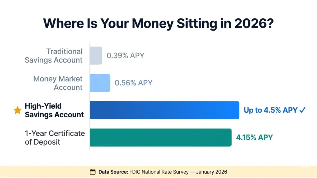 Savings Calculator APY comparison showing traditional savings high-yield accounts and CDs
