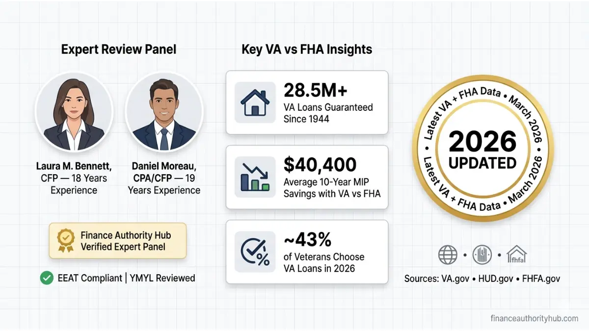 VA Loan vs FHA Loan expert review panel with key statistics and verified financial insights for 2026
