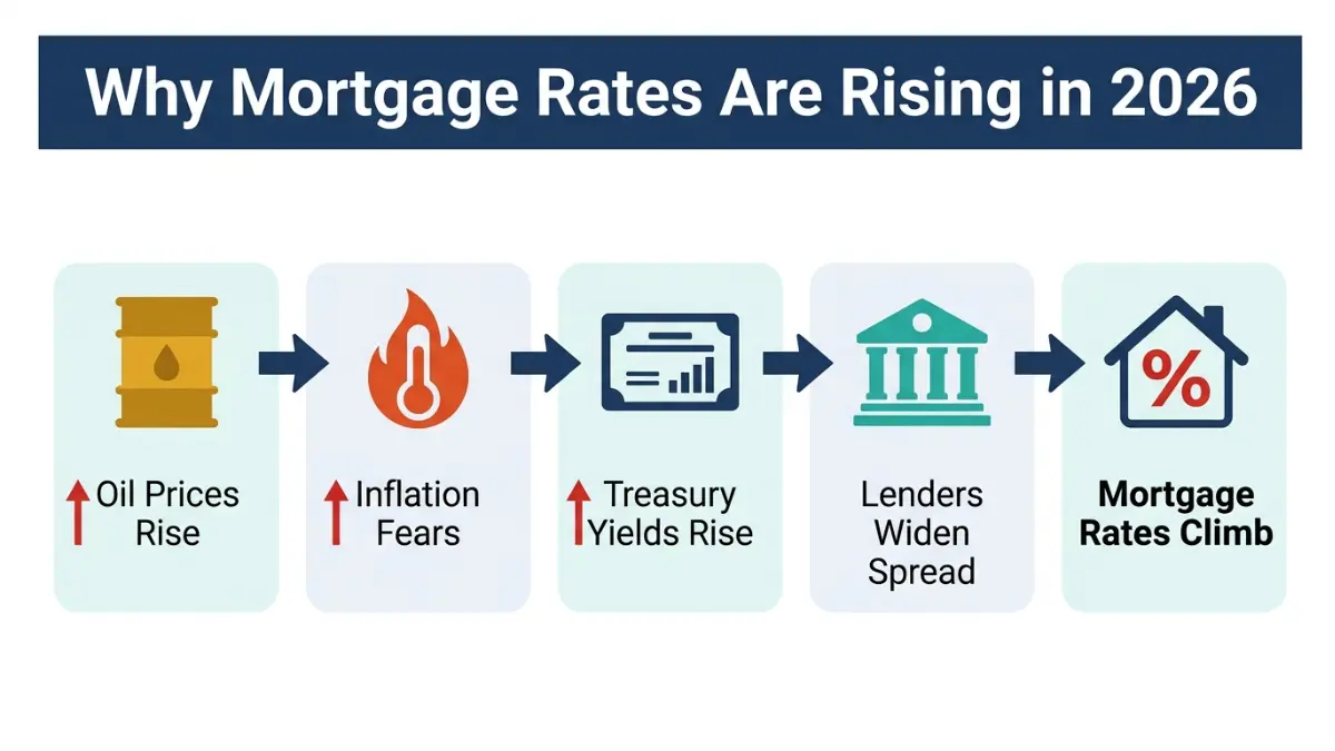 Home Loan Interest Rate increase explained through oil prices inflation treasury yields and lender spreads in 2026