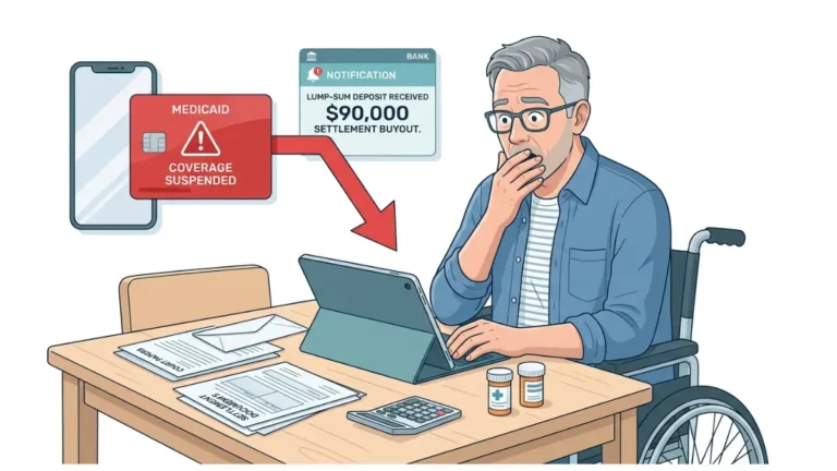 Medicaid eligibility risk after structured settlement lump sum payout vector illustration