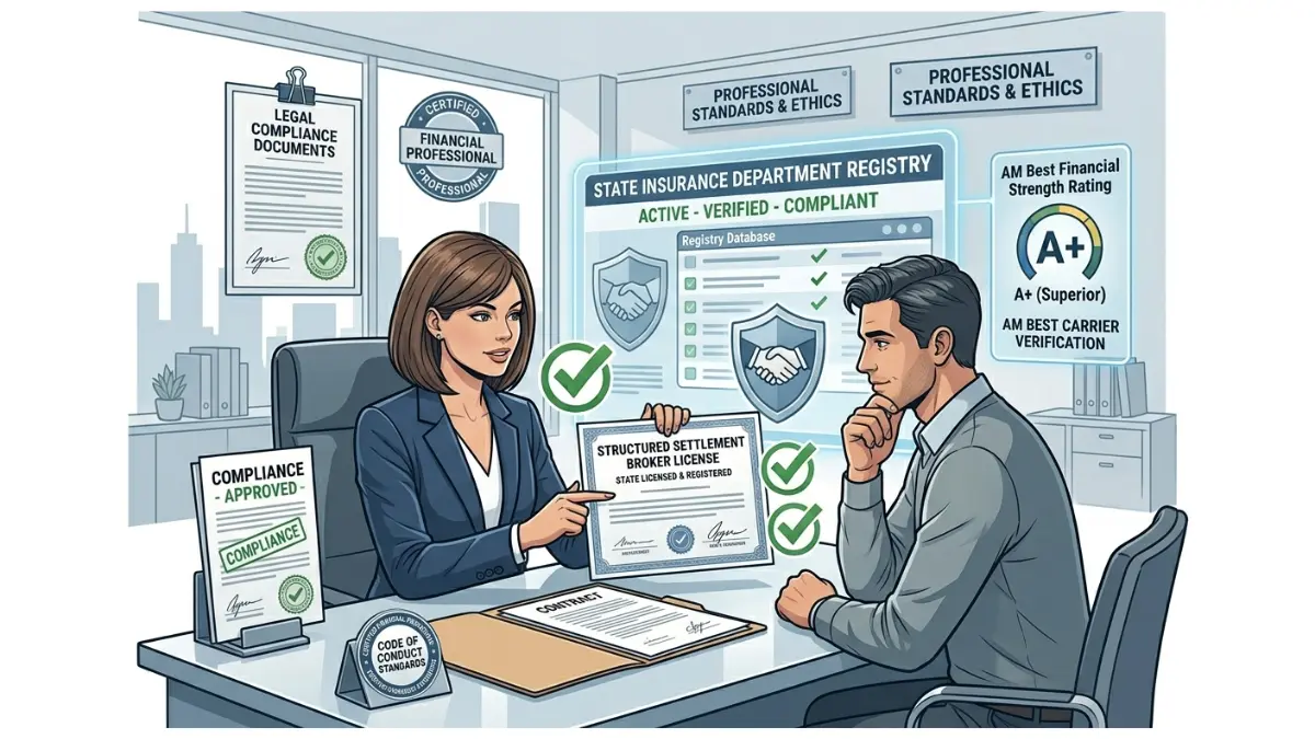 structured settlement broker licensing verification and insurance compliance process