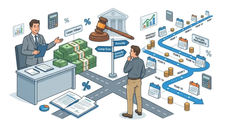 structured settlement cash advance comparison showing future settlement payments exchanged for a lump sum cash payout today