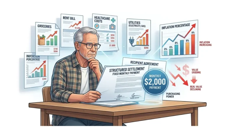 Inflation reducing the purchasing power of a structured settlement recipient with rising living costs and fixed monthly payments