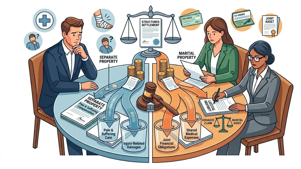 Structured Settlement in Divorce financial illustration showing present value calculations and discount rate impact on future settlement payments