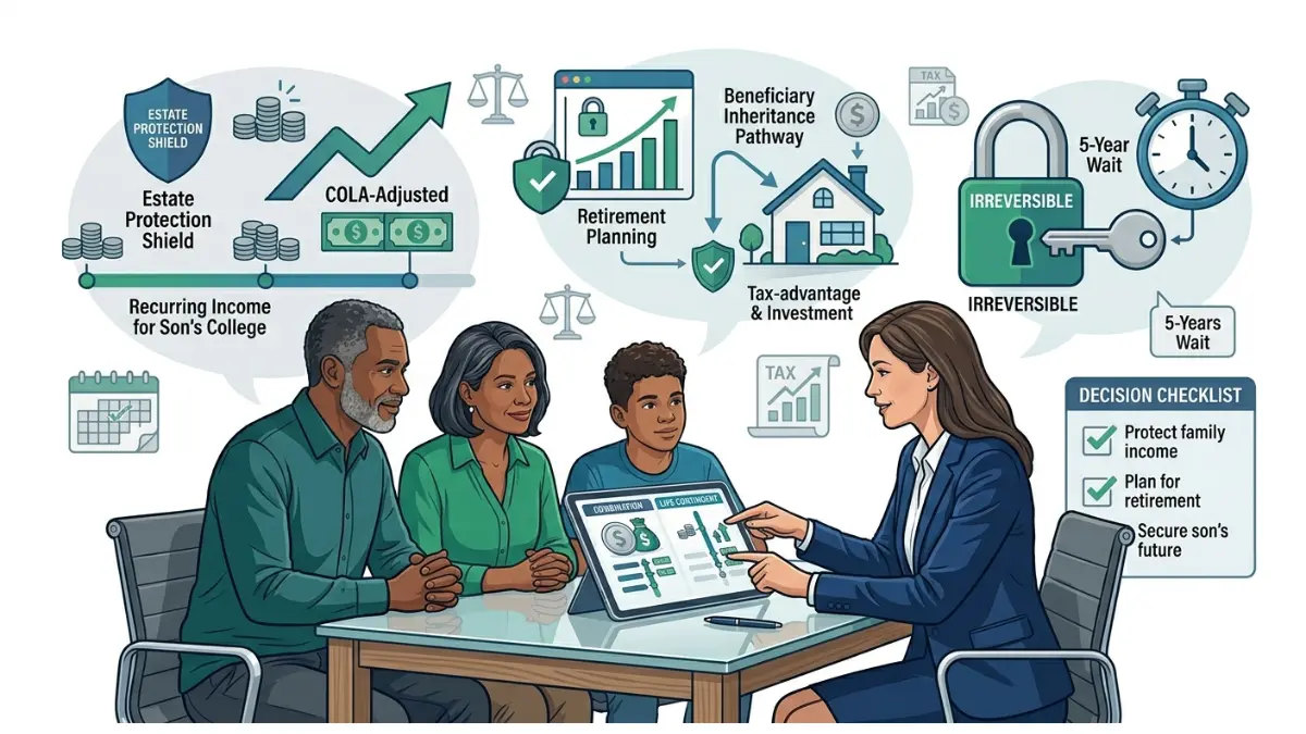 structured settlement payment schedule planning decision with family protection and estate security considerations
