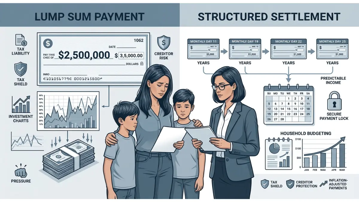 wrongful death lump sum vs structured settlement payment comparison illustration