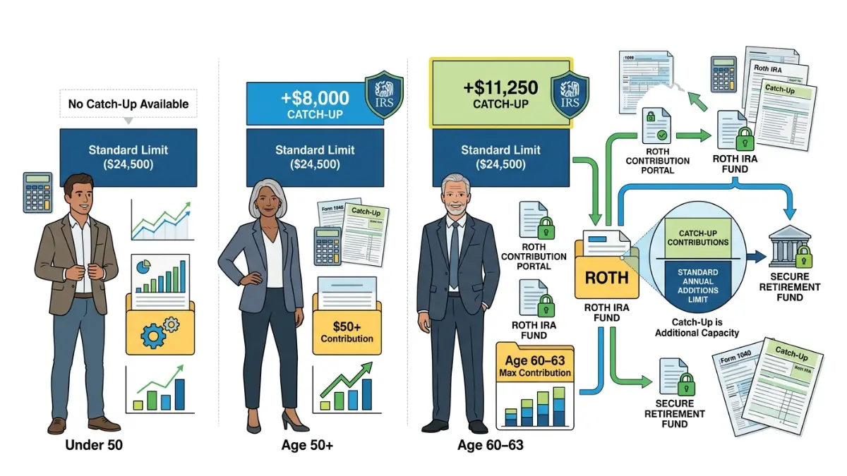 401(k) Employer Contribution Limit with 2026 catch-up contribution rules for workers age 50 and older