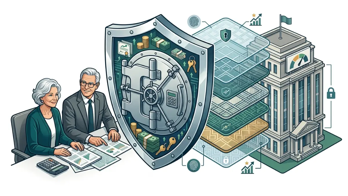 Annuity Rates safety illustration showing insurer guarantees, financial strength, and state protection coverage
