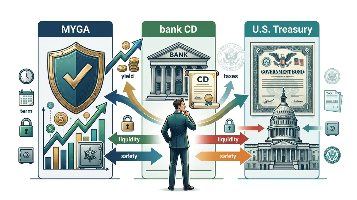 Annuity Rates versus CD and Treasury investments comparison for yield, taxes, liquidity, and safety