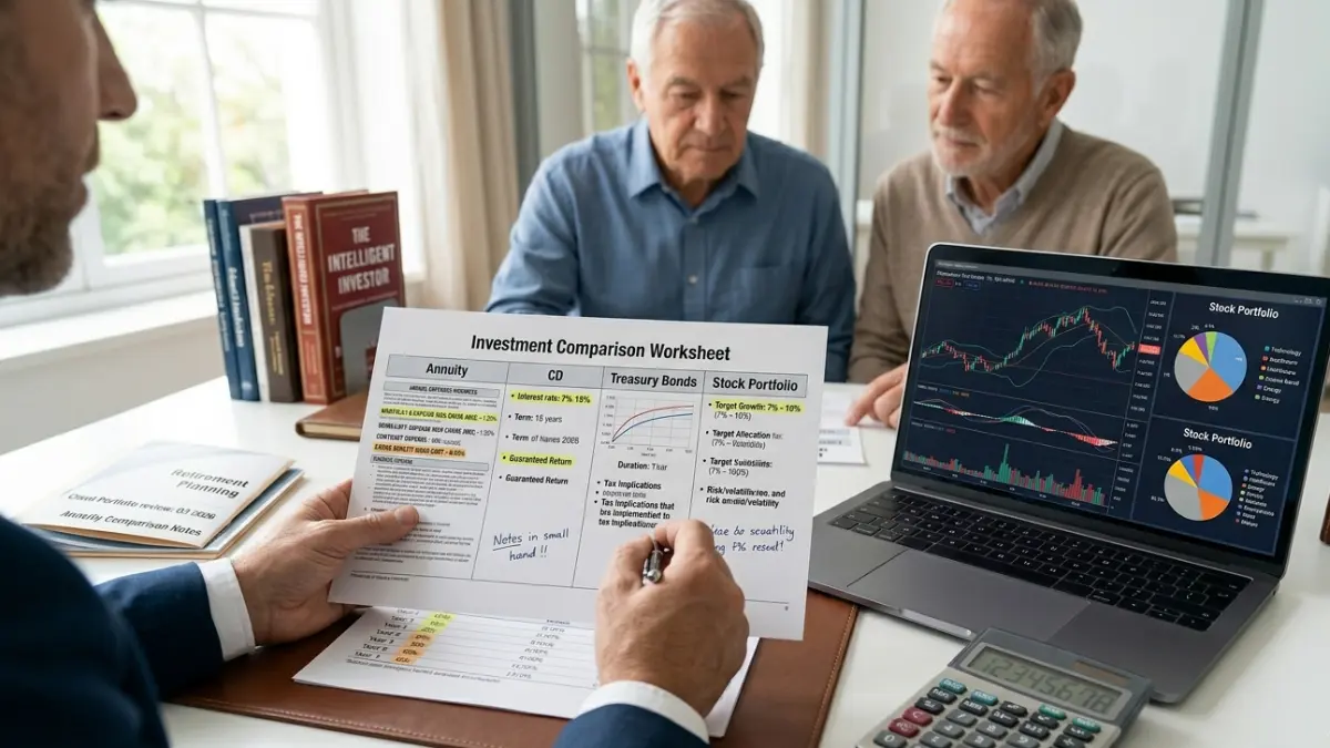 average annuity return compared with cds treasury bonds and stock market investments in a retirement planning comparison