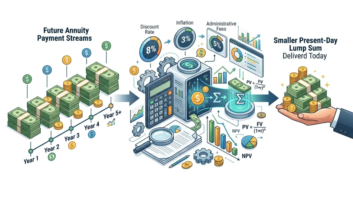 Florida Structured Settlement future payments converted into a discounted lump-sum cash offer through present value calculations