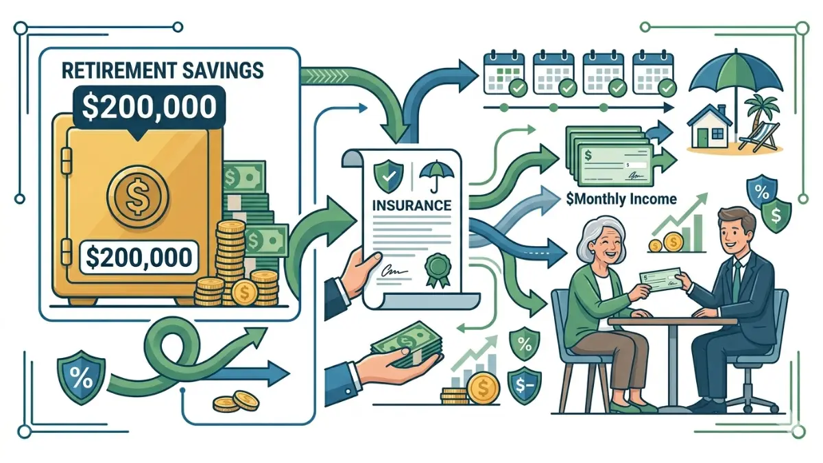 How Annuities Work by converting a retirement savings premium into predictable monthly income payments